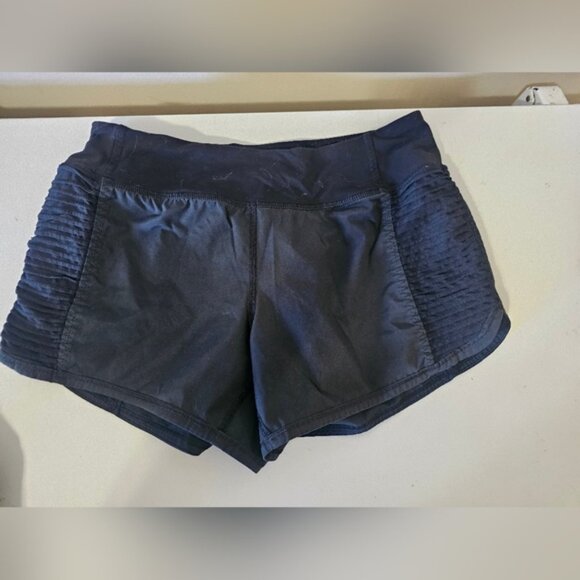 Lululemon Black Bright At Night Running Shorts 4 Mesh Sides Reflective Zippers - Picture 1 of 8